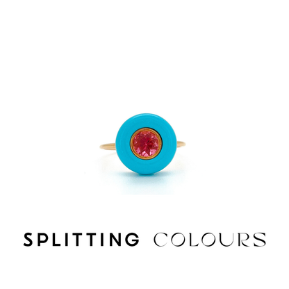 The Cyclone Ring - 0.56ct Rosa Pink Tourmaline in Turquoise