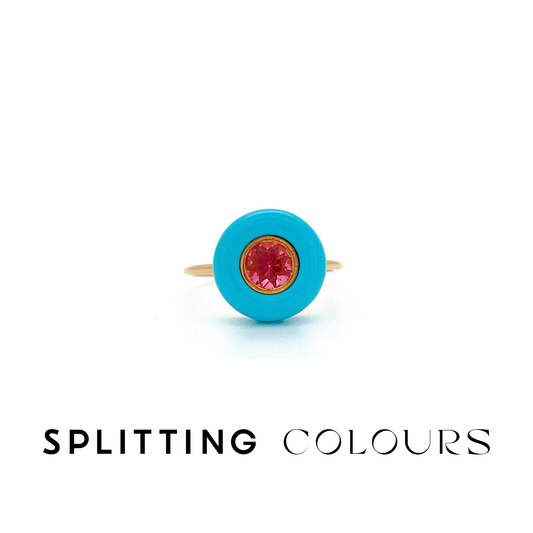 The Cyclone Ring - 0.56ct Rosa Pink Tourmaline in Turquoise