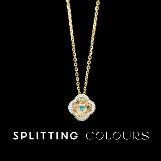 Golden Prism - Brazilian Paraiba/ Diamonds Clover Pendant