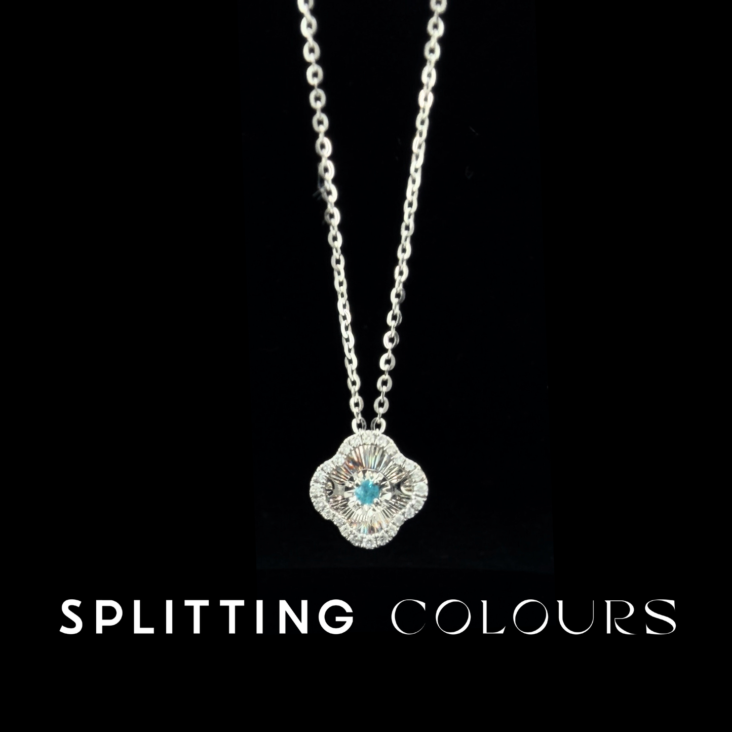 Golden Prism - Brazilian Paraiba/ Diamonds Clover Pendant