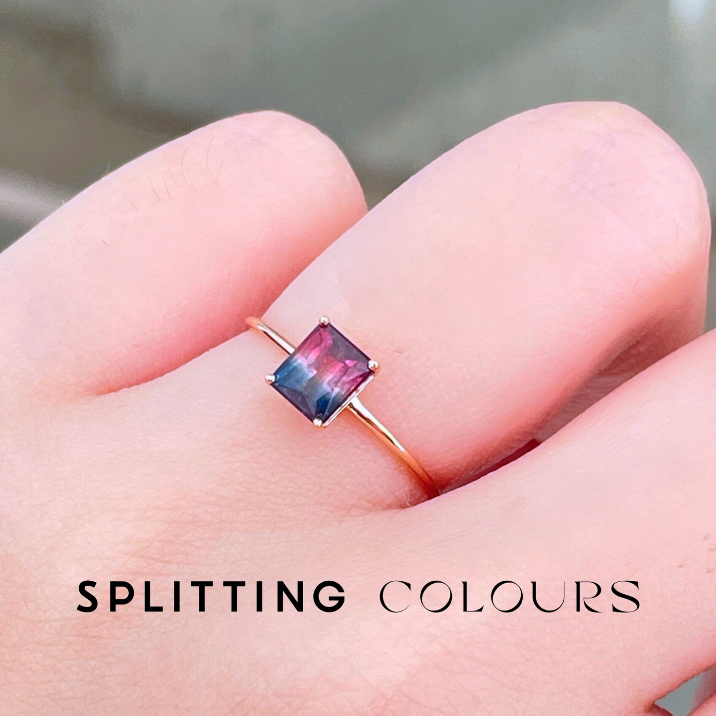 The Petite Ring - 0.71ct Dusk Blue & Cerise Pink  Tourmaline