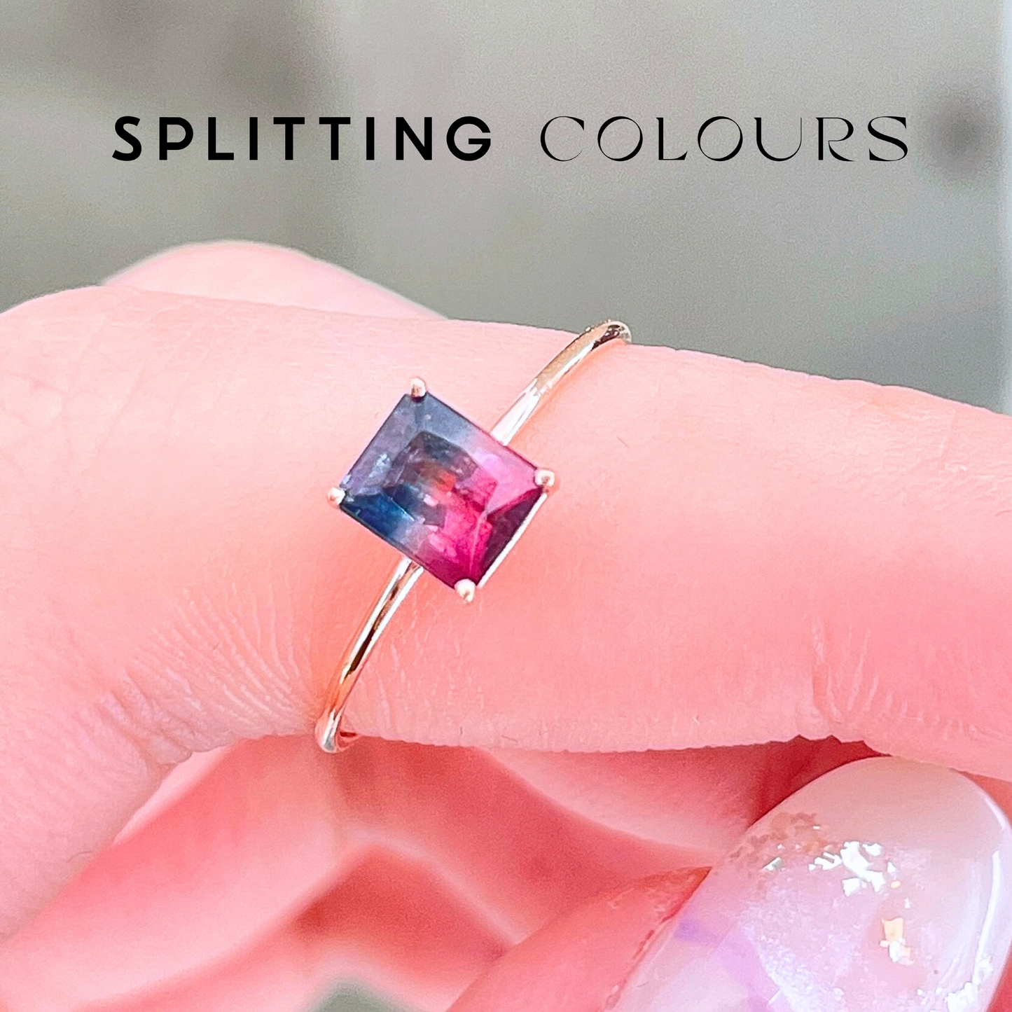 The Petite Ring - 0.71ct Dusk Blue & Cerise Pink  Tourmaline