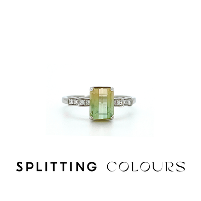 The Fusion Ring - 1.65ct Lemon & Lime Tourmaline With Diamonds