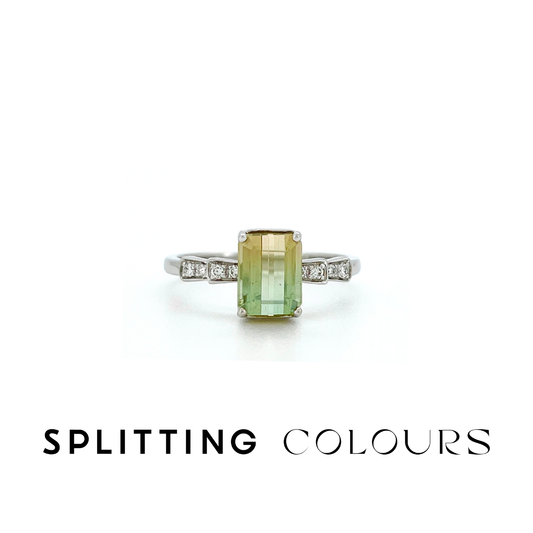 The Fusion Ring - 1.65ct Lemon & Lime Tourmaline With Diamonds