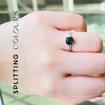 The Classic Ring - 1.42ct Blue Tourmaline with Diamonds