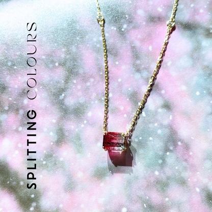 The Fusion Necklace - 1.46ct Persian Pink & Blue Haze Tourmaline With Diamonds