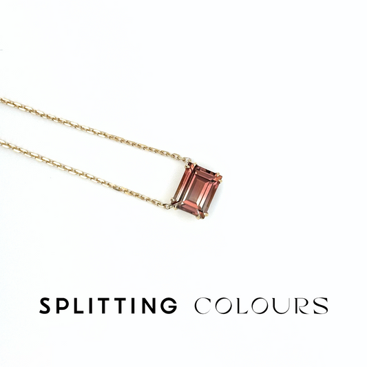 The Fusion Necklace - 1.84ct Reddish Pink Gradient Tourmaline with Diamonds