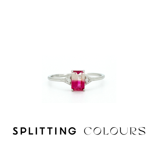 The Petite Ring - 0.42ct Raspberry Pink Gradient Tourmaline With Diamonds