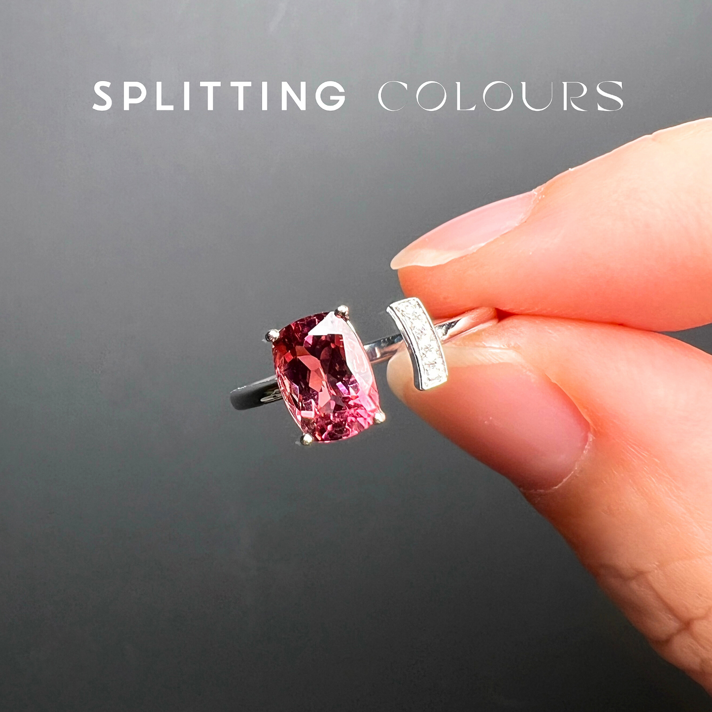 The Satellite Ring – 0.98ct Cherry Pink Tourmaline with Diamonds