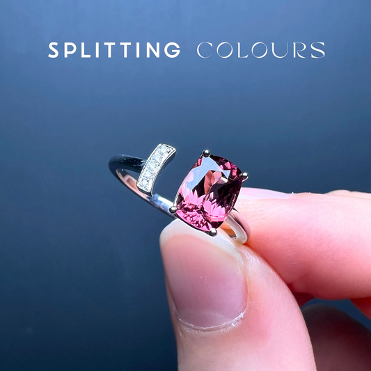 The Satellite Ring – 0.98ct Cherry Pink Tourmaline with Diamonds