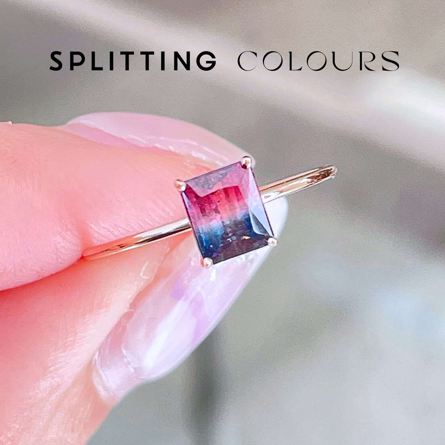 The Petite Ring - 0.71ct Dusk Blue & Cerise Pink  Tourmaline