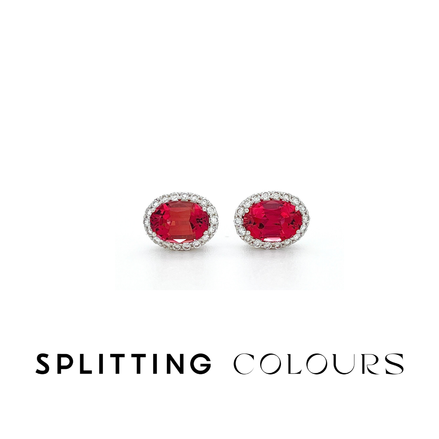 The Mono Earrings - 1.98ct Cherry Pink Tourmaline With Diamonds