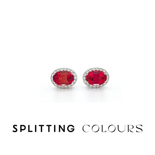 The Mono Earrings - 1.98ct Cherry Pink Tourmaline With Diamonds