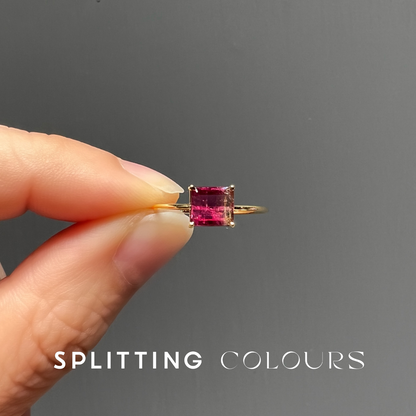 The Petite Ring - 0.78ct Fuchsia Pink & Colourless Tourmaline