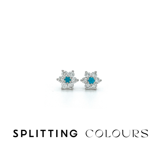 The Mono Earrings - Brazilian Paraiba 'Forget-Me-Nots' with Diamonds