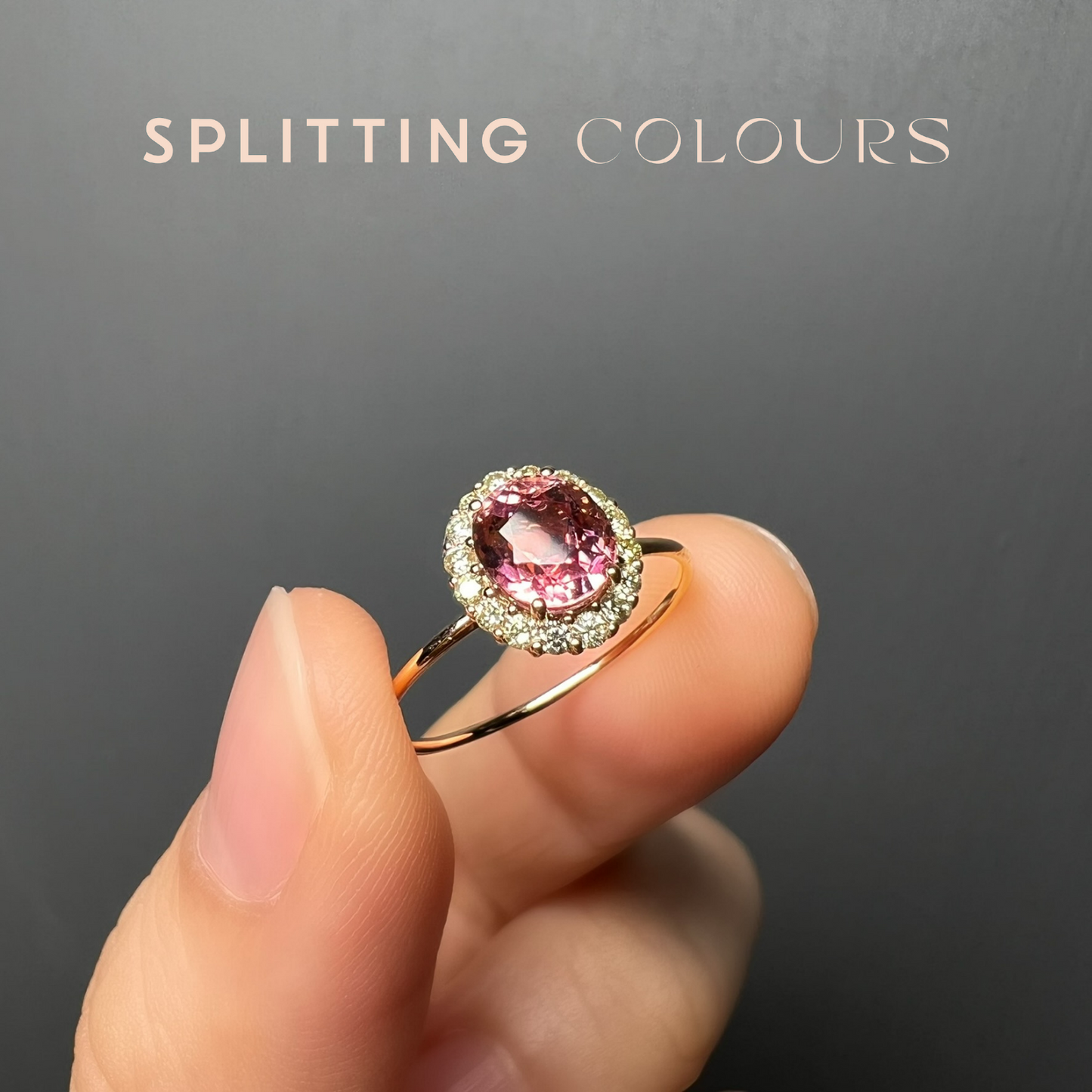The Mono Halo Ring - 1.12ct Turkish Pink Tourmaline with Diamonds
