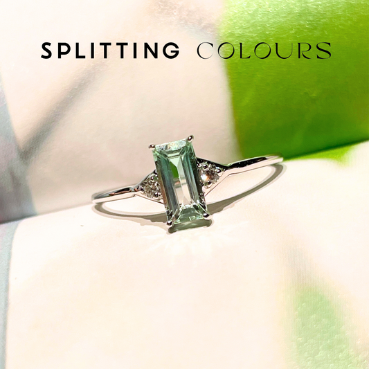 The Petite Ring - 0.59ct Aqua Green Gradient Tourmaline With Diamonds