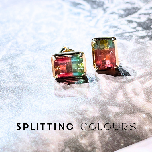 The Fusion Earrings - 2.80ct Watermelon Tourmaline