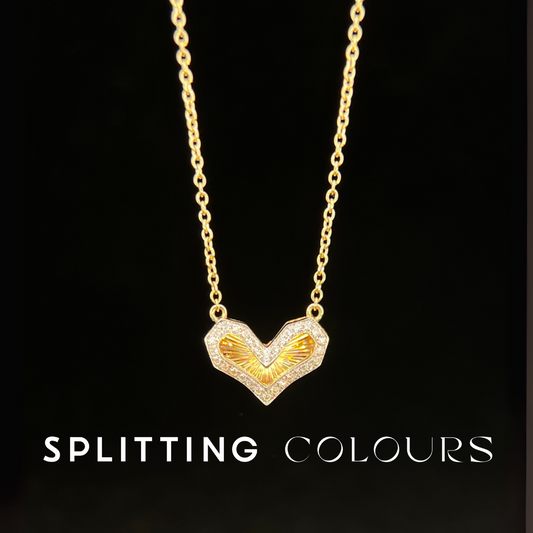 Golden Prism - Heart Diamonds Necklace