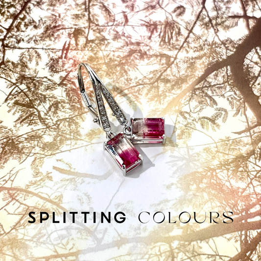 The Fusion Earrings - 2.08ct Sharp Pink & Colourless Tourmaline