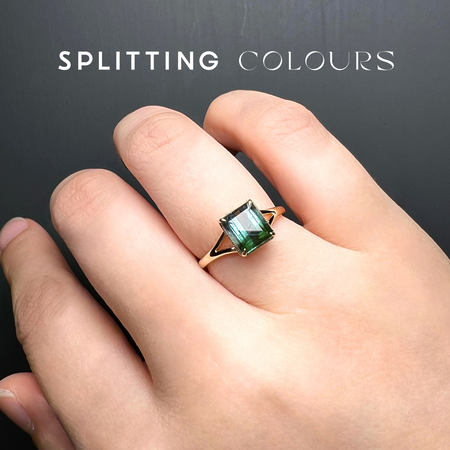 The Fusion Ring - 1.77ct Sea Blue & Forest Green Tourmaline