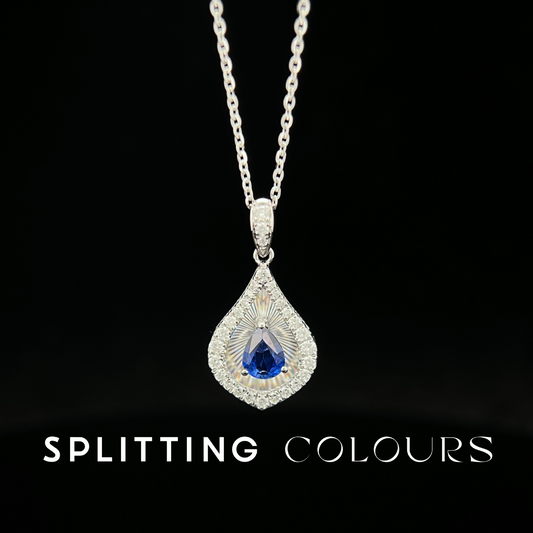 Golden Prism - Waterdrop Sapphire / Diamonds Pendant
