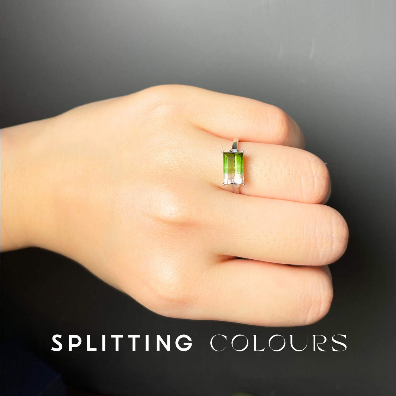 The Fusion Ring - 1.98ct Leaf Green & Light Pink Tourmaline