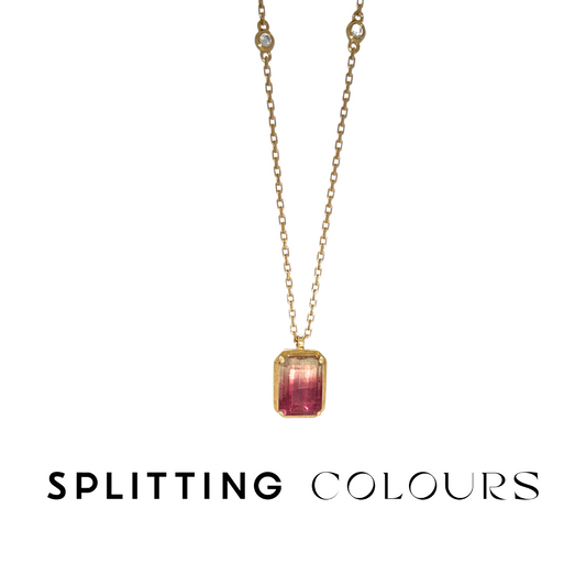 [JAPAN EXCLUSIVE]The Fusion Necklace - 2.03ct Raspberry Pink & Champagne Yellow Tourmaline with Diamonds