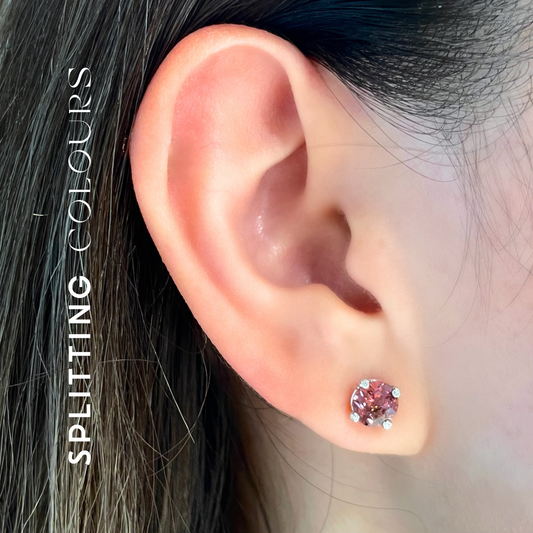 The Mono Earrings - 2.28ct Sweet Pink Tourmaline With Diamonds