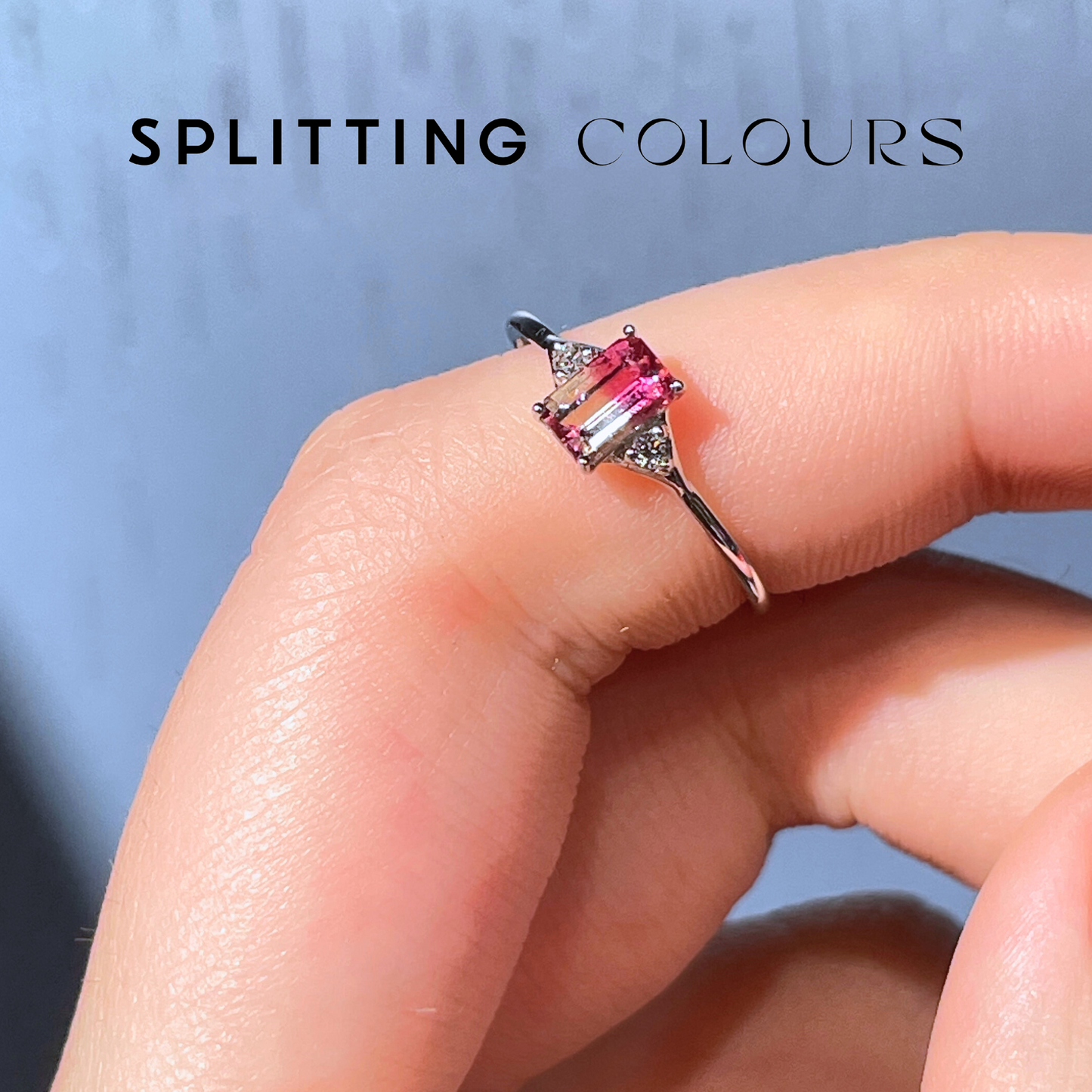 The Petite Ring - 0.42ct Raspberry Pink Gradient Tourmaline With Diamonds
