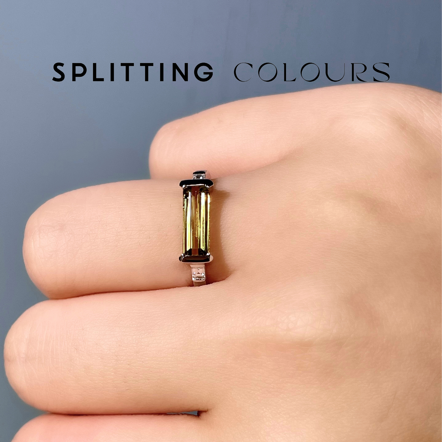 The Classic Ring - 1.25ct Light Olive Yellow Tourmaline with Diamonds