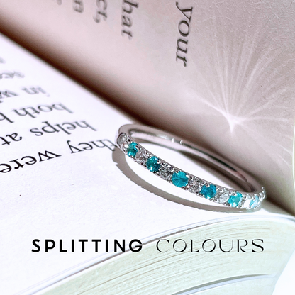 (Pre-Order Available) The Mono Ring - Brazilian Paraiba Half Eternity Ring with Diamonds