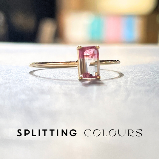 The Petite Ring - 0.38ct Cherry Pink & Colourless Tourmaline