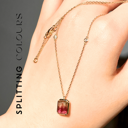 The Fusion Necklace - 2.03ct Champagne & Raspberry Tourmaline