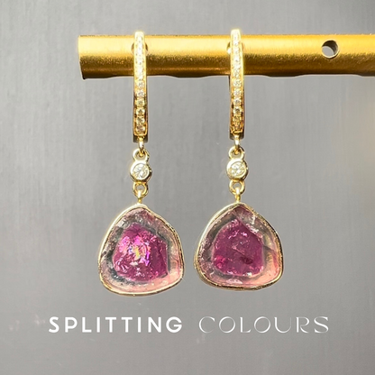 The Slice Earrings - 6.01ct Watermelon Tourmaline