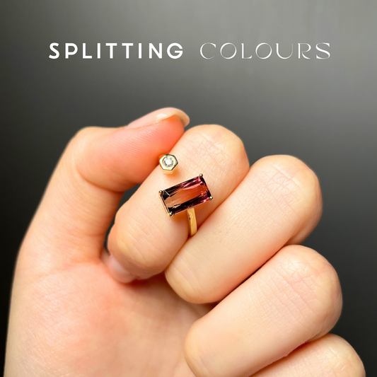 The Satellite Ring – 2.10ct Merlot Red Gradient Tourmaline