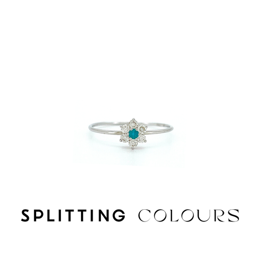 The Petite Ring - Brazilian Paraiba 'Forget-Me-Nots' with Diamonds