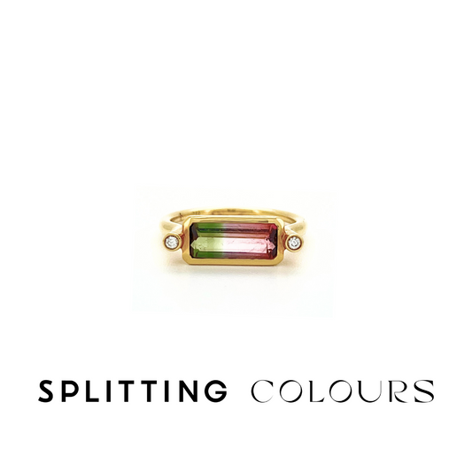 [JAPAN EXCLUSIVE]The Block Ring - 1.36ct Watermelon Tourmaline with Diamonds