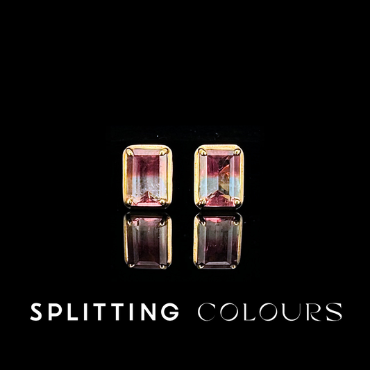The Fusion Earrings - 1.85ct Cherry Pink & Colourless Tourmaline