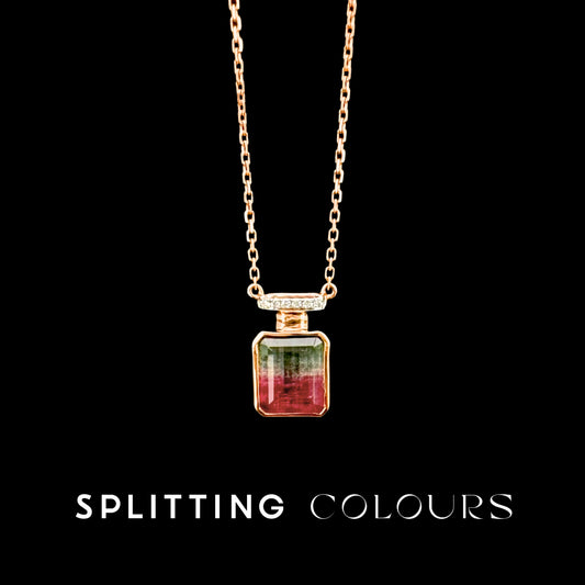 The Fusion Necklace - 2.82ct Watermelon Tourmaline With Diamonds