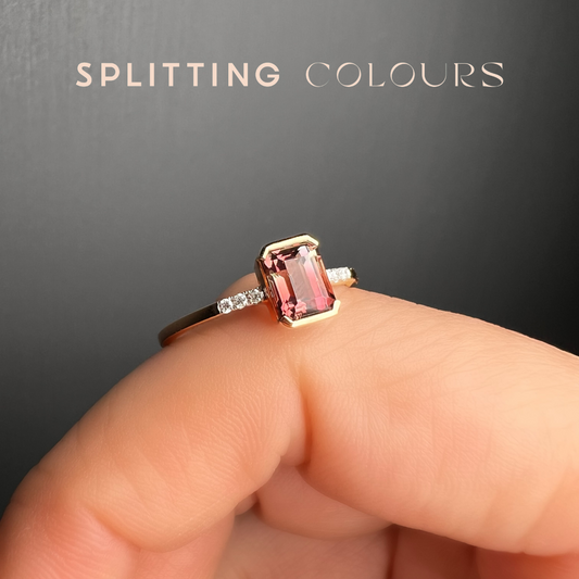 The Fusion Ring - 0.90ct Pink Gradient Tourmaline with Diamonds