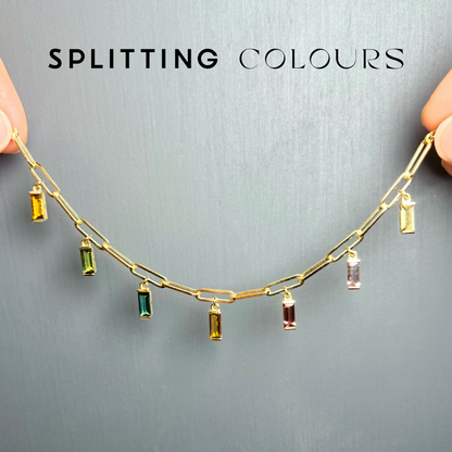 The Rainbow Paperclip Chain Bracelet - 3.26ct Multi-Colour Tourmaline