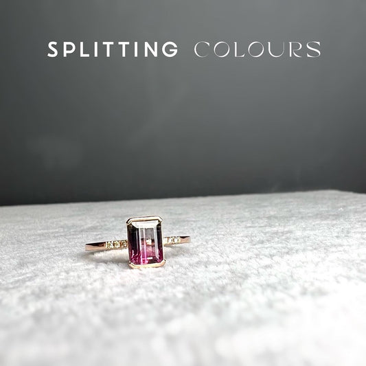The Fusion Ring - 0.99ct Coral Pink & Bluish Grey Tourmaline