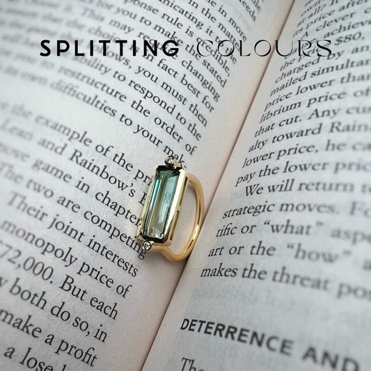 The Block Ring - 3.74ct Aqua & Light Green Tourmaline with Diamonds